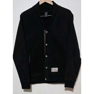 Crooks & Castles Men Knit Button Cardigan Sweater‎ Black Sz M Nightime Vultures